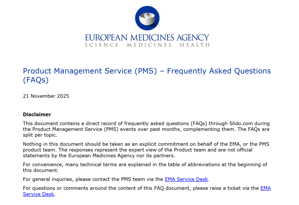 图片[1]-EMA PMS FAQ：欧洲药品管理局的产品管理服务常见问题解答202511（Product Management Service (PMS) – Frequently Asked Questions (FAQs)）-附下载地址-药研库