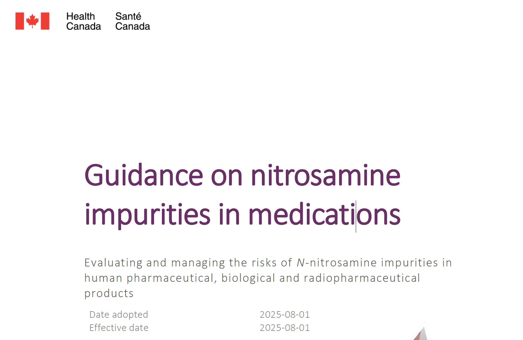 202512-加拿大卫生部HC-Guidance on nitrosamineimpurities in medications药物中亚硝胺杂质的风险管控与合规要求-附下载-药研库