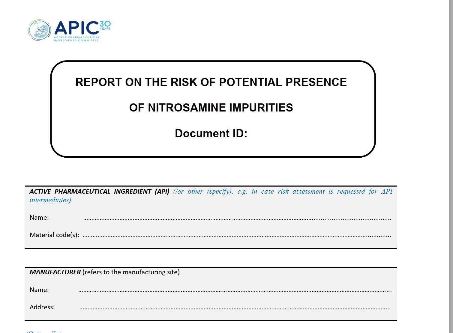资源分享-APIC-亚硝胺杂质潜在风险评估报告模板-药研库
